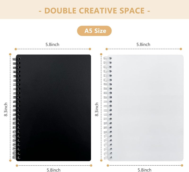 Ruatu 2 Pack Reusable Sticker Book Collecting Album Sticker Storage Organizer Book with 30+30 Sheets Blank Release Paper A5 Stickers Collection Notebook(Black+Clear) - Image 5